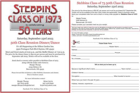 Stebbins High School Class of 1973 50th Class Reunion