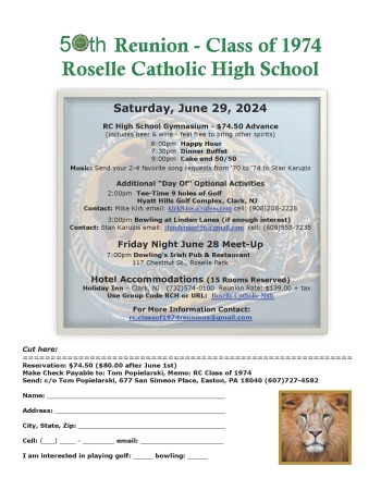 Class of 1974 Roselle Catholic - 50th Reunion