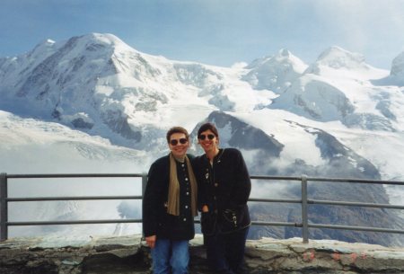 Susan and daughter in the Swiss Alps