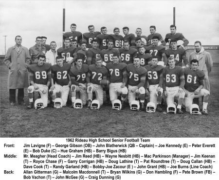 Rideau High School 1962 High School Football