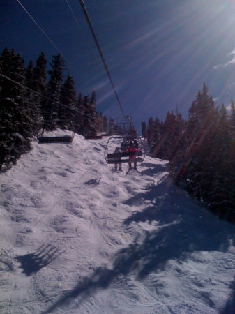 Beautiful sunny day under the lift line Taos