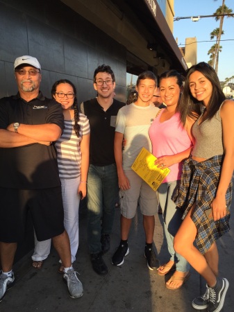 Family in line at Hodad's in OB.