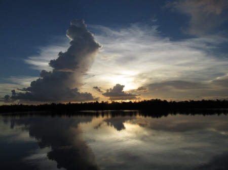 Sunset over lake in my Naples, Fl backyard