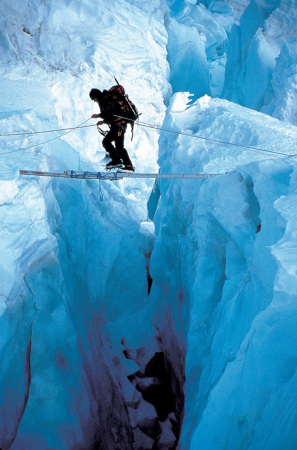 Crossing the icefall...