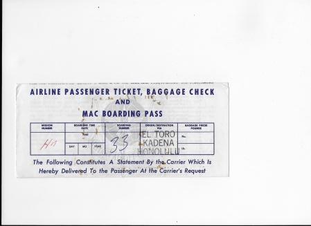 April 22, 1969 MACV Ticket to the Nam.