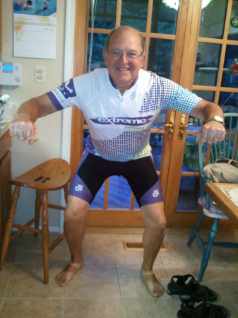 John in his new biking outfit