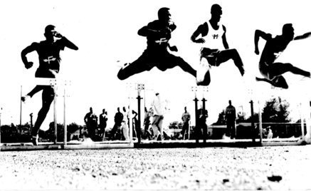 Cliff (left) 180 yard low hurdled -1961