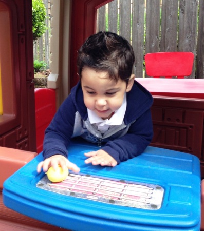 JZ found an egg in the playhouse!