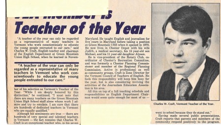 1978 Vermont Teacher of the Year