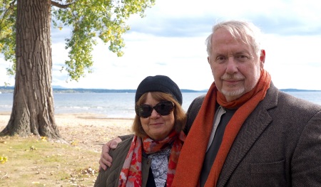 Roseanna and I on the shore of Lake Champlaign