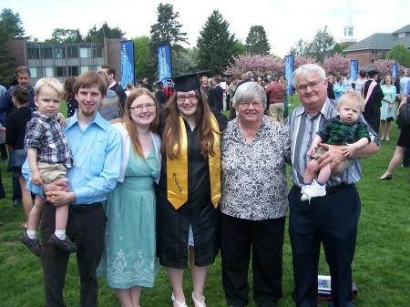 My family: Grandson Noah, Son-in-law Joel, Daughter Michelle, Daughter Melissa, me, Husband David, Grandson Isaac