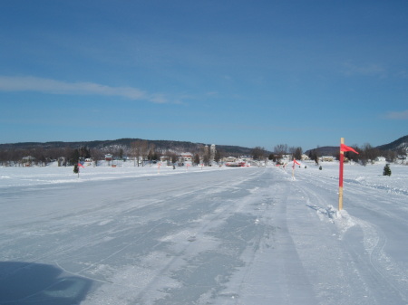 Ice road trucking across Ottawa River, Quebec