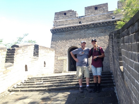At the Great Wall in China with Son Ronnie