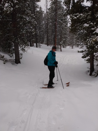 Liz breaking trail in RMNP