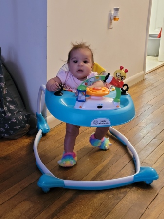 Great granddaughter in her new walker