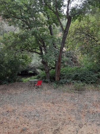 My writing table at the river