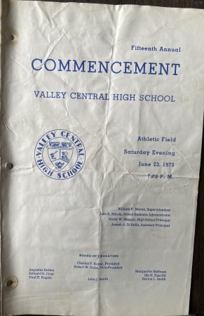 Program - Valley Central Class of 1973 graduat
