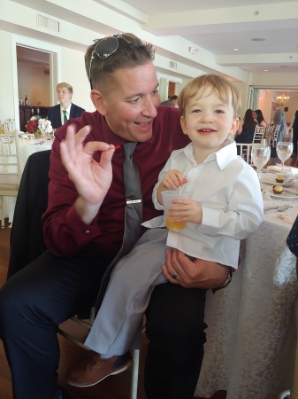 Son, grandson at reception.