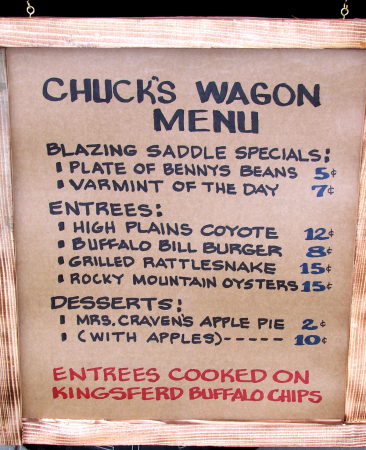 Chuck's Wagon Menu