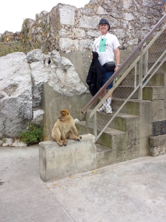 Gibraltar, 2nd trip, Barbary apes and me.