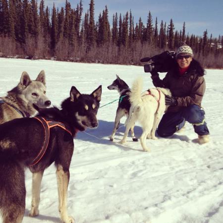 On location Yukon frozen Takhini River
