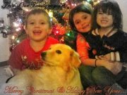 Max Lilly and Rilee Christmas 2011 and the dog