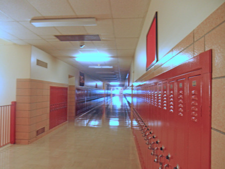 Second floor front hallway of Amityville High School