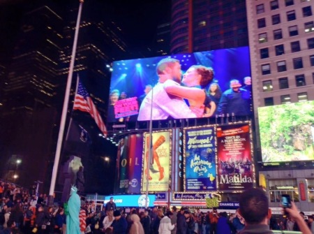 On the Screen in Times Square