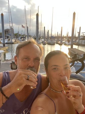 Anniversary shot on our sailboat