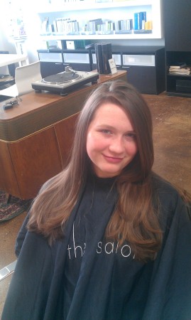 Katelynn getting her hair trimmed.