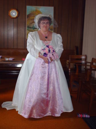 me in my wedding gown (made by my  mother)