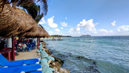 VIEW FROM PROMENADE DOWNTOWN COSTA MAYA MEXICO