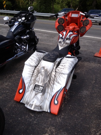 Custom Harley at the Rocket Cafe