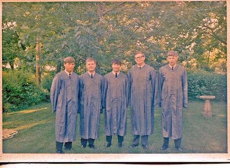 Graduation Day 1965  L to R: Ed Gilreath, Mike Anderson, Bob Benjamin, Chuck Tenglin, Rick Eilert