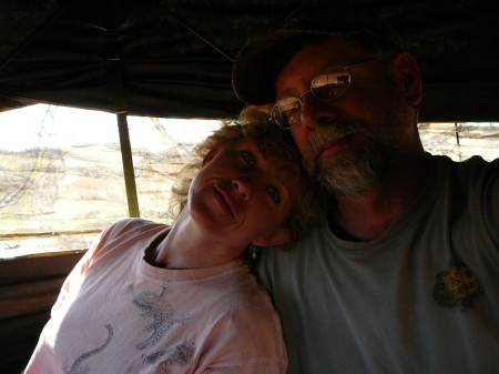 Bob and Kim in a deer blind