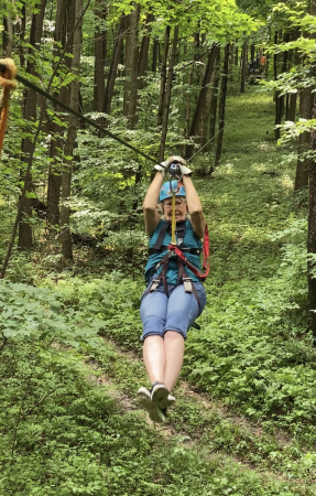 Zip lining with grand kids