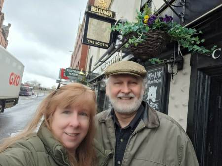 Ann and me popping into a Scottish pub 2023