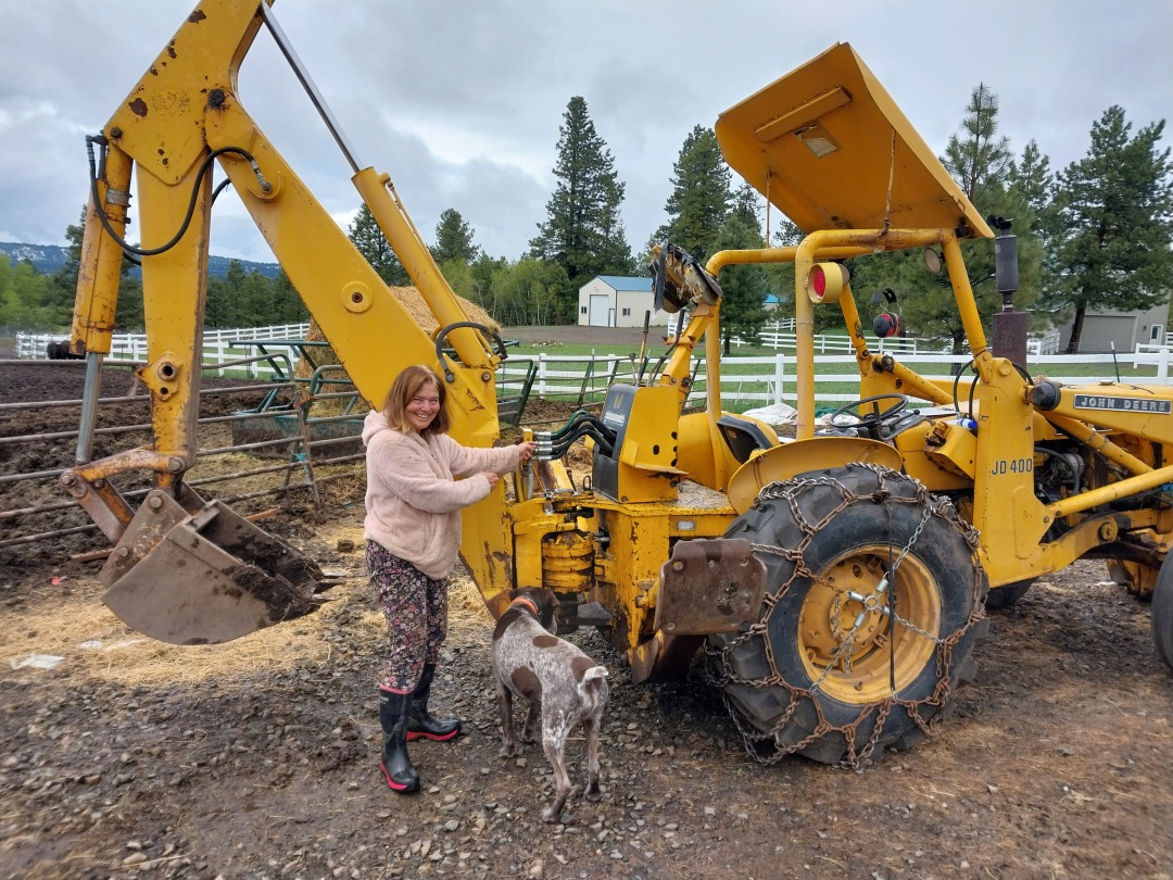 Visit sister with the backhoe beast