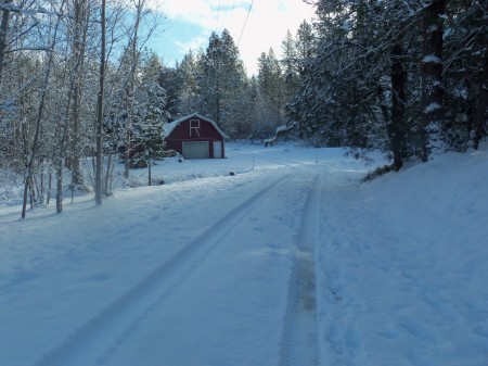Winterscape, down to the barn