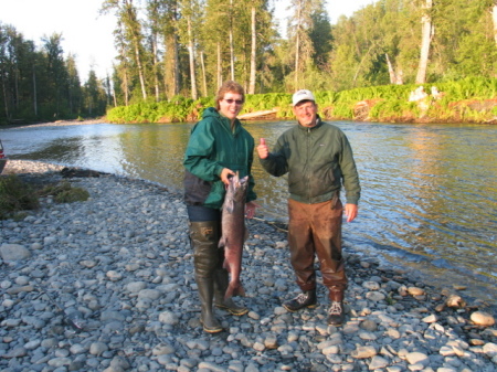 Cathie catches nice salmon in Alaska 