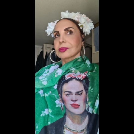 My favourite painter Frida Khalo..on my scarf.