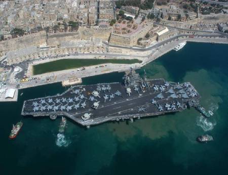 USS John F Kennedy CVA-67 arrives at Malta