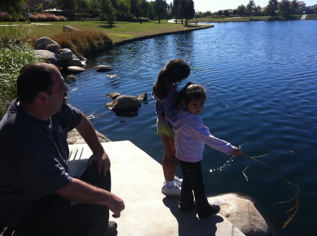 Jason and girls at lake (CA)