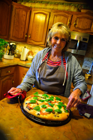 Linda making her pizza 2020