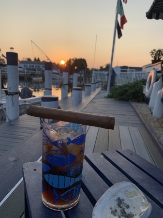 R & R on the Dock with Jack and a Stogie…..