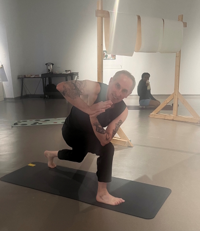 Yoga in the Univ art gallery Apr 15, 2024