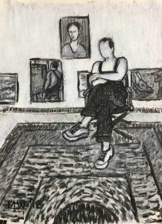 Studio.  Charcoal and conte on paper 24x18