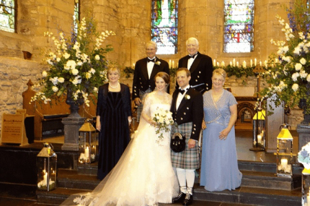 At Fletch's wedding in Scotland