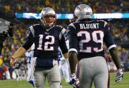 Tom Brady 2011.  Touchdown, L. Blount high-5!!