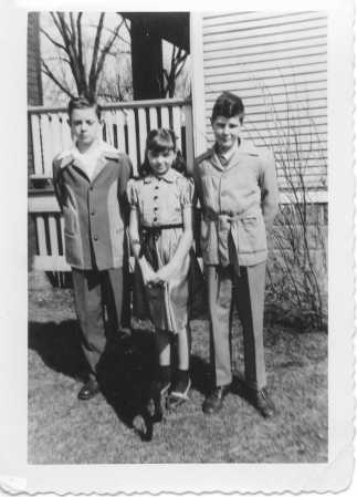 About 1954 in Rockford, from the left, Me, My sister Carol, & lynn Duke.